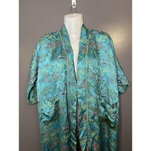 Vintage Peony Brand Robe Womens Medium Satin Brocade Pagoda Print 60s Shanghai